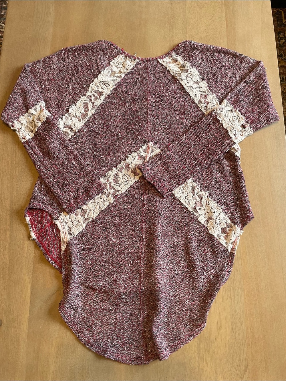 Free People We the Free Lace Boho Knit and Lace Shirt - Picture 3 of 10